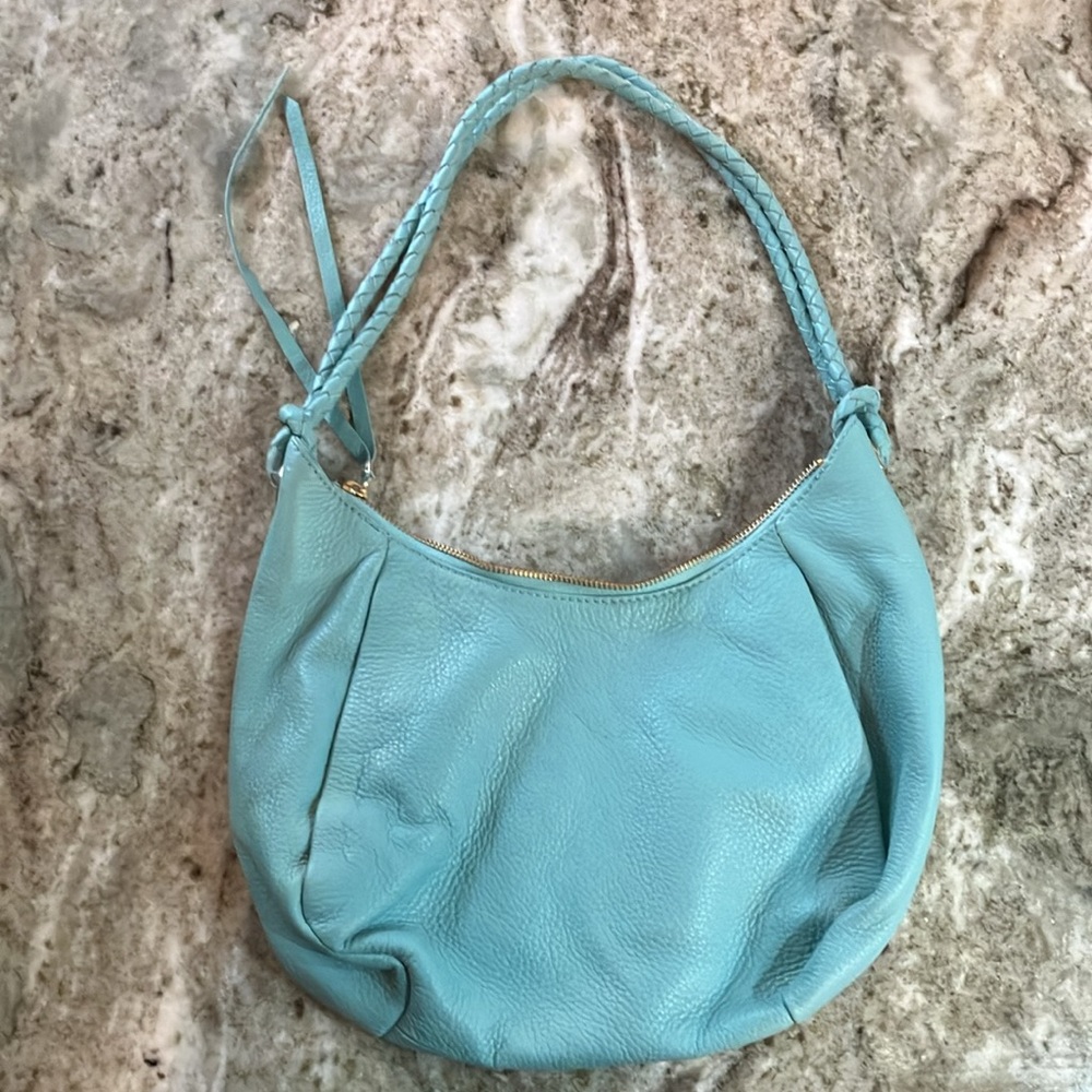 Elliott Lucca Light Blue Leather Shoulder Bag - Picture 3 of 6